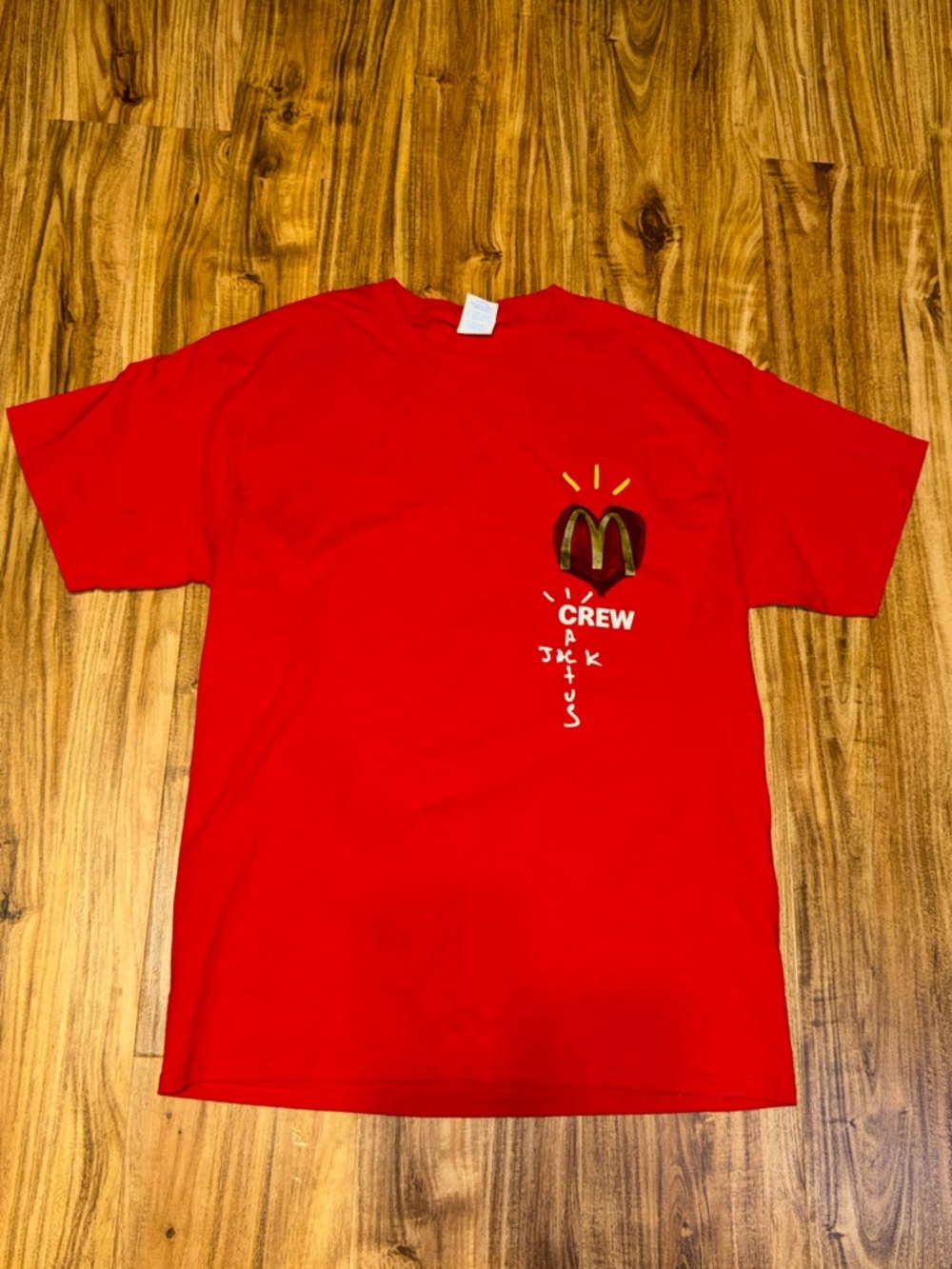 McDonald's Red Short Sleeve Crew Graphic Tee with Gold Logo men women unisex